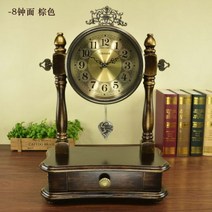 led 탁상 시계 자명종 전자 엔틱 인테리어 우드 무소음 북유럽 나무 빈티지 테이블 레트로 미국 책상 금속 데스크탑 진자 침묵 침실 거실 선물 아이디어 146058, G