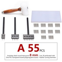 가죽펀칭기 벨트구멍뚫기 가죽 펀치 도구 라운드 스티치 블랙 구멍 4/5/6/mm 간격 펀칭 커터 2/4/6/구멍, 01 8mm set