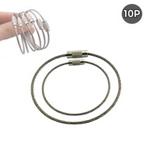 와이어 열쇠고리 키링 키체인 원형링 10P 다기능 와이어고리 와이어링, ◐MEDIUM(15X250(MM)★⊙