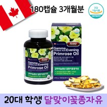 20대 여성 대학생 감마리놀렌산 달맞이꽃 종자유 캐나다 직수입 완제품 식물성 함유유지 비타민E함유 혈중 LDL콜레스테롤 피부상태 개선 도움 월경전변화 불편함 세포보호 건강기능식품 영양제