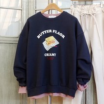 이힝 빅버터 프린팅 루즈핏 레터링 맨투맨