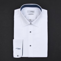 듀퐁셔츠 SE2SM22LS754SWH 컴포터블 라인 화이트 솔리드 소매 로고 카라 배색 슬림 셔츠
