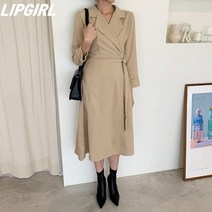 [립걸]로인 스웨이드 랩롱원피스