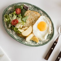 빈티지 파스타접시 타원형 오벌플레이트 디저트접시 예쁜그릇, 다이에나 그린, 타원접시 (25cm)