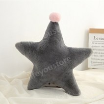 인조 밍크 퍼 크라운 왕관 하트 달 별 모양 베개 쿠션, 45cm 그레이 스타