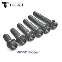 Tiremet 티타늄 볼트 플랜지 육각 머리 나사 M6 M8x10- 60 mm 적합 바이크 오토바이 스쿠터 패스너 엔진 커버 자전거 자동차, [05] Black, [01] M8, [09] 50mm