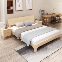 100% 소나무 가성비 원룸 자취생 diy 조립식 원목 침대 프레임 퀸 킹 사이즈, 화이트 세트 10cm 코코넛브라운 매트리스