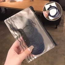 대용량 무매듭 머리끈 100pcs+파우치세트 헤어끈 고무줄