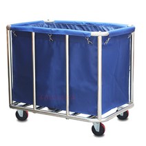 세탁바구니 병원 환자복 햄퍼 카트 세탁물 수거함, 파이프10개 블루