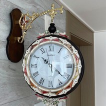 영림사 양면시계 플라워 엔틱 거실 벽걸이 인테리어 브라운 벽시계 aw3359