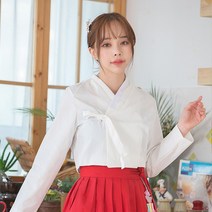 생활한복 흰색 저고리 무지 한복