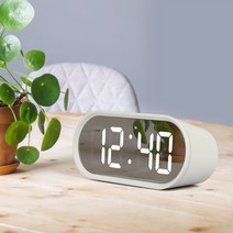 다이소 디지털 LED 무소음 알람 시계 습도 온도 거실 미니 탁상 전자 인테리어 책상 특이한 미러 에쁜 거울 신기한 무음, 섬남 디지털 시계 CL90