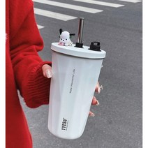 HEJE 타이소텀블러 보온보냉 600ML 스트로우 세척솔 진공 스테인리스 휴대용, 오렌지, 없음