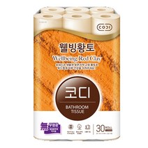 코디 천연 황토 천연펄프 3겹 롤화장지 27m, 1개, 30롤