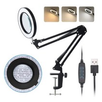 스탠드 대형 LED 돋보기 자바라 2관절 확대경 확대기 USB 링라이트 원형조명, 4번관절