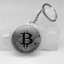 기념주화 비트코인 금화 열쇠 체인 수집가 구리 도금 비트코인 ​​코인 열쇠 고리 1세트, b
