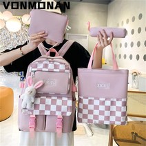 여성 백팩 Fashion Womens School Backpack Cute Kawaii 4 PcsSet Bag for Girl Harajuku Female Teenager Lapt
