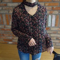 [천삼백케이] [낫컴플렉스] 플라워 타이 블라우스 (2color)