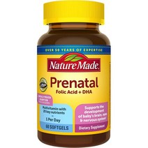 NatureMadePrenatal 산전엽산+DHAPrenatal 산전비타민Mineral 미네랄Daily 데일리영양60Softgels 소프트겔60일공급, 60개(1팩)