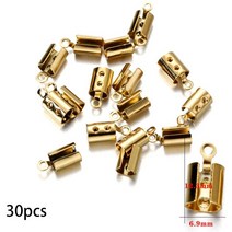 스텐강선 도금 로프 와이어 3050pcs 스테인레스 스틸 골드 로프 코드 크림프 엔드 비드 캡 가죽 클립 팁 접기 diy 팔찌 목걸이 보석 만들기, 금 5mm