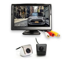 제임스오토 5인치 거치형 칼라모니터 후진시영상자동 전환 간편한 화면조정 주차가이드라인지원, 5인치거치형모니터+미니CCD후방카메라_크롬