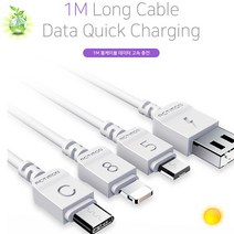 데이터 케이블 1m 화이트 고속 충전기 추천 충전 엑티몬 신형 C타입 인씨네 5핀 USB 지원, 아이폰8핀