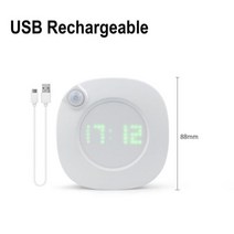 LED 시계 야간 램프 PIR 모션 센서 벽 야간 조명 USB 충전식 자석 화장실 침실 램프, USB Rechargeable