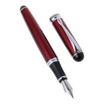 Jinhao X750 럭셔리 남성 분수 펜 비즈니스 학생 0.5mm 추가 미세한 펜촉 서예 사무용 공급 도구, 투명한 빨간색