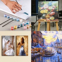 DIY 명화 그리기 인테리어 그림 인물 동물 건물 유화그리기세트 직장인 집순이 취미 선물, 지중해카페거리