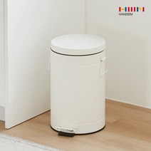 한샘 심플빈티지 페달휴지통 12L 크림화이트, 1개