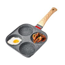 베이비웍 중국수제 무쇠 주물 솥 냄비 주방용 4홀 미니 오믈렛 계란, 회색 뚜껑