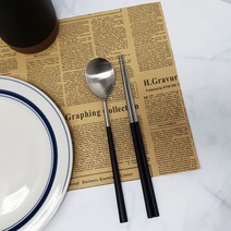 골든벨 모네 한식 수저세트 숟가락 젓가락, 블랙