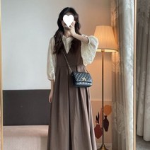 빅 사이즈 여성복 춘추 뚱뚱한 여동생 프랑스식 기질 날씬해 보이는 시폰 셔츠 멜빵 스커트 투피스