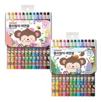 모나미 모니주 종이말이 색연필 12색 핑크, 3개