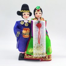 전통 남녀 한복 2인 인형 세트 신랑신부 한국 기념품 외국인 선물