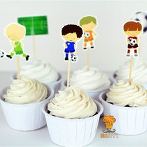 6 개/몫 축구 및 축구 테마 사탕 상자 팝콘 상자 행복 한 생일 파티 공급 팝콘 가방 아이 일회용 패키지, 09.24pcs 케이크 토퍼