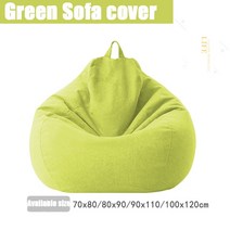 큰 작은 게으른 BeanBag 소파는 필러없이 린넨 천 안락 의자 좌석 콩 가방 Pouf 퍼프 소파 다다미 거실없이 의자를 커버, 80X90cm, 그린소파커버