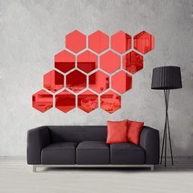 벽면 거울 시공 붙이는 시트지 팔각 육각 벽걸이 아크릴 부착 전신12/24/36/48pcs 60pcs 세트 3d 벽 스티커 diy 아트 벽 거실 장식, 48개, 빨간색 80x70x40mm