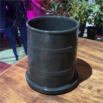 모던 유광 도기화분 두줄원형 15x18cm 그레이