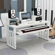 1인용 미디 데스크 조립식 피아노 책상 건반 테이블, 화이트+화이트