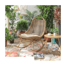 라탄 흔들 의자 1인용 나무 락킹 스윙 안락 원목 체어, 알루미늄문라이트라운지체어페달프리쿠션