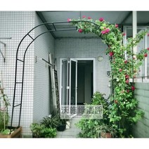 JINGHENG 정원아치 장미 철제 넝쿨 가든아치 정원 가든 용품 전원주택 정원꾸미기 북유럽 스타일3, 블랙 파이프 직경 18, 폭 2.3m, 높이 1.9m