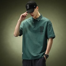 SJW 봄 여름 남성 반팔티 카라 티셔츠 레터링 루즈핏 빅사이즈 풀오버 상의