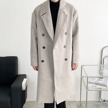 지금JIIGEUM 남자 오버핏 울 캐시미어 롱 더블코트 겨울 아우터 보카시 도깨비 공유 모직 코트