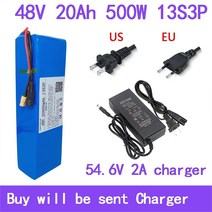 48v 배터리 20000mah 13s3p xt60 18650 리튬 이온 배터리 팩 20ah for 54.6v e-bike 전기 자전거 스쿠터 (bms + 충전기 포함), 우리 플러그