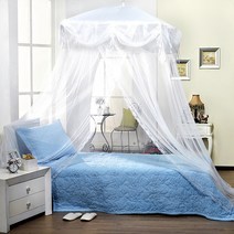 [모빌리에] 럭셔리 커튼 레이스 캐노피 모기장 더블 퀸, 없음