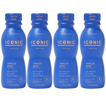 ICONIC Protein Drinks 바닐라 빈 (4 팩) - 무설탕 저탄수화물 20g 잔디 먹이 단백질 락토스 프리 글루텐 케토 쉐이크, 기본