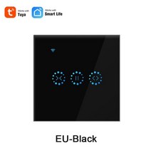 스마트 블라인드 IOT 커튼 Tuya 라이프 Wifi 롤러 셔터 스위치 전동 모터 Alexa Google 홈 리모콘, Tuya-EU-Black