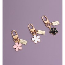 투윤샵 1+1 플라워 가방고리 열쇠고리 에어팟 키링, 핑크, 블랙