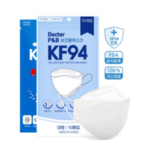 국산 KF94 보건용마스크 닥터피앤비(100매)식약청의약외품 4중필터황사 먼지차단, 상세페이지 참조, 화이트
